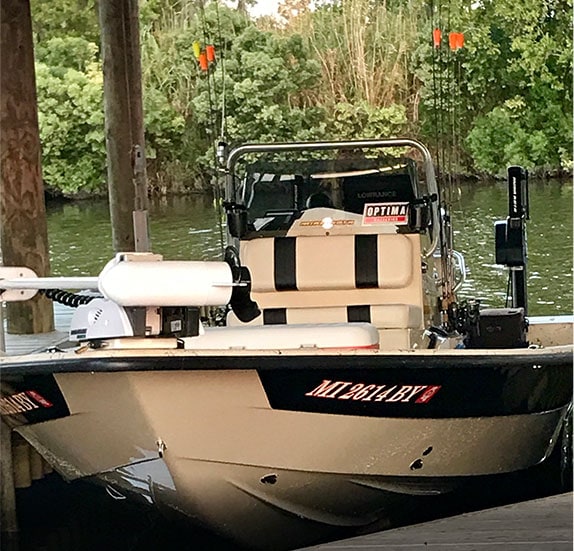 Whiskey Bayou Fishing Charters boat at the dock