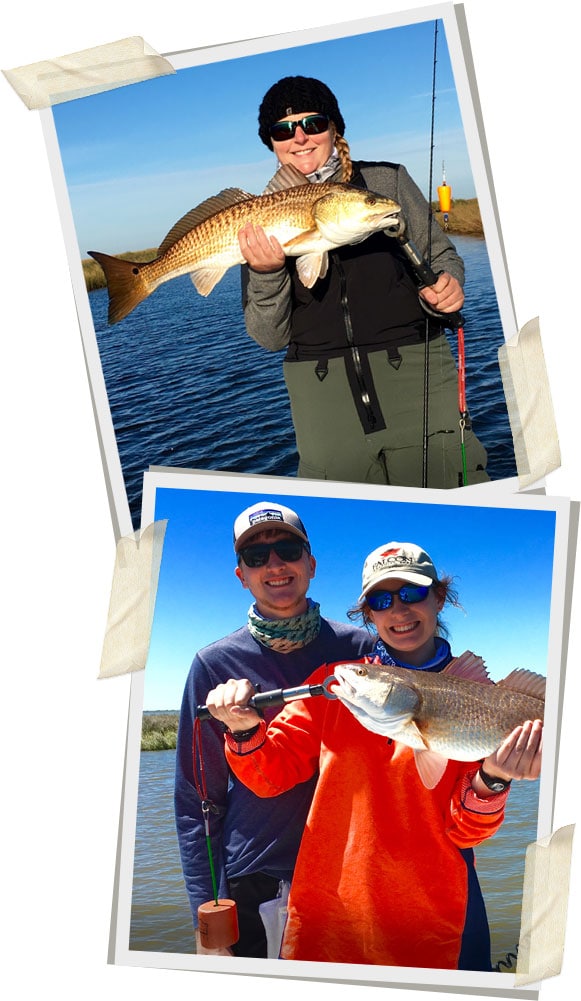 three people holding fish after affordable trip