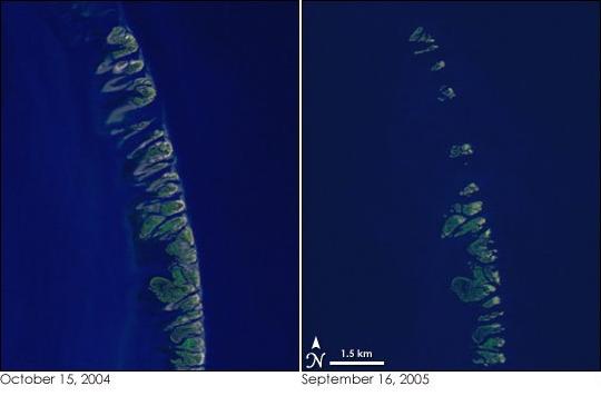 Chandeleur Island before and after Katrina