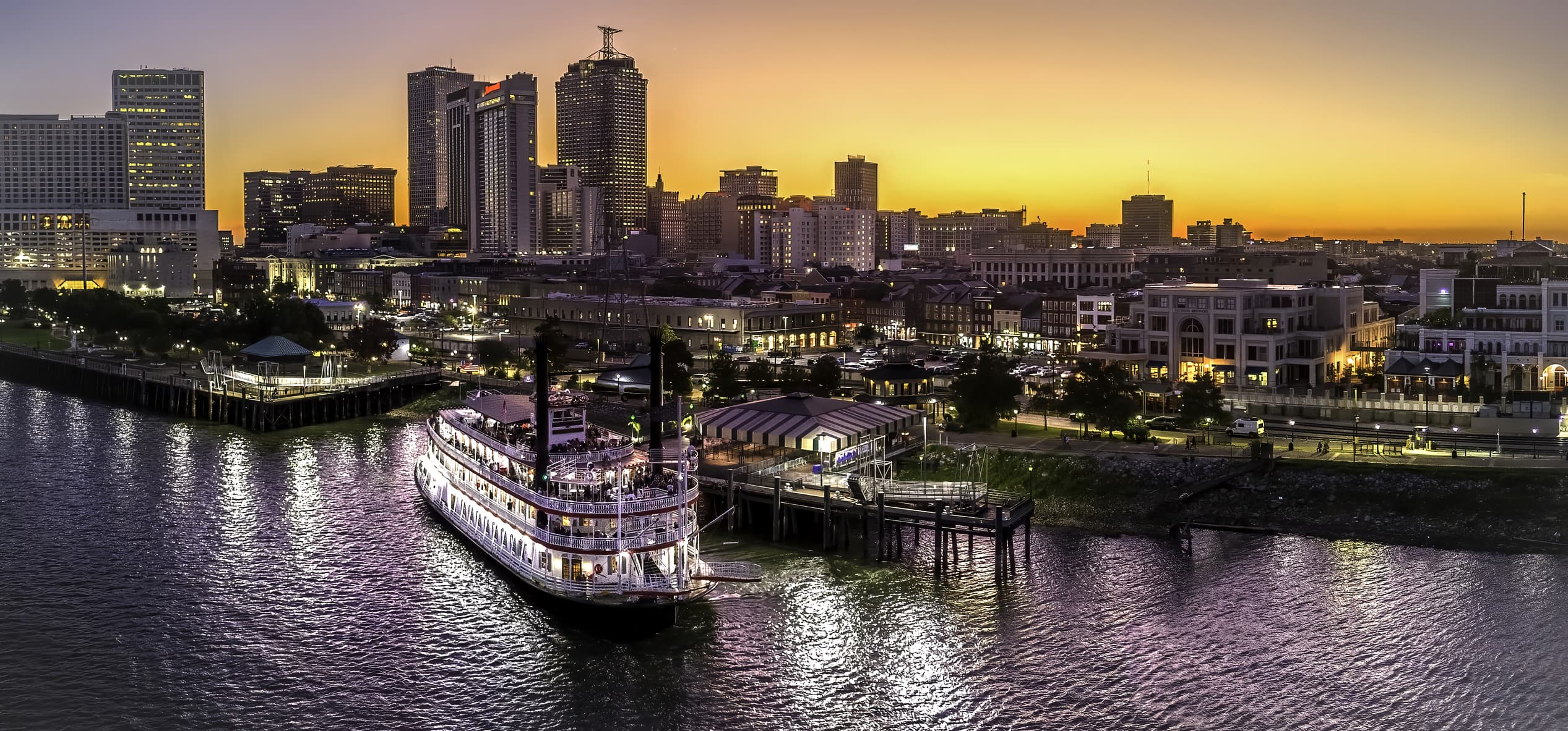 Boat On the Water in New Orleans in the evening