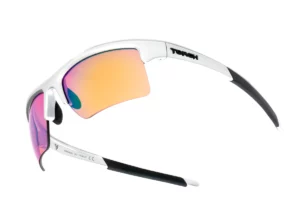 Image of a pair of Torch sunglasses: white framed with orange and pink tint